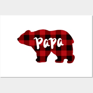 Papa Bear, rustic up north design,  Country classic Red and Black Buffalo plaid pattern Posters and Art